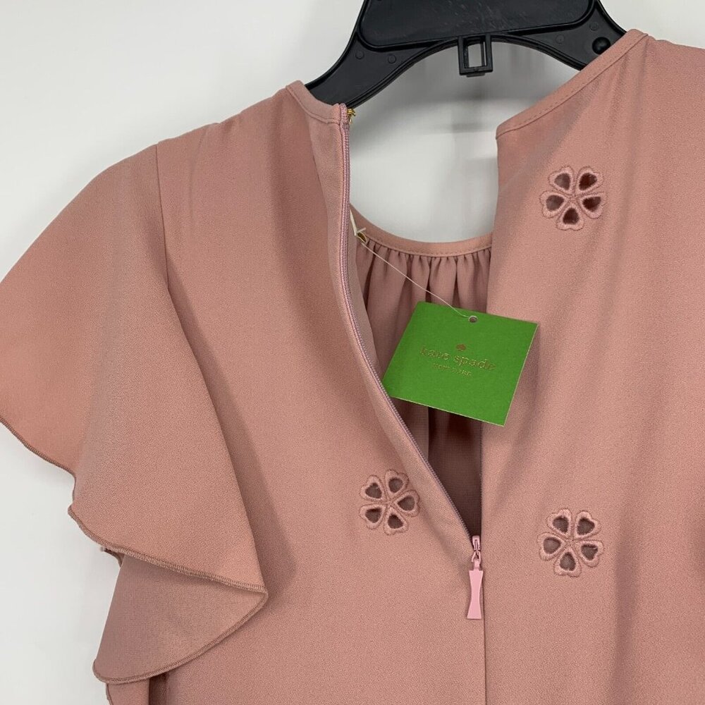 Kate Spade Dress Cutout Crepe Dress Pink Ruffle Eyelet NWT - Picture 15 of 16